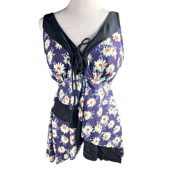 Grace Karin Floral Daisy Print Swim Top With Adjustable Straps Medium - Picture 1 of 12